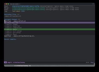 Magit in Subspace Emacs zoomed to fullscreen after promoting it to the primary slot