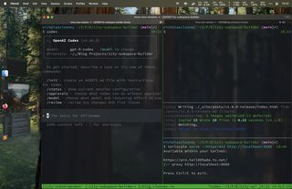 Two grouped tmux sessions on macOS with independent focuses